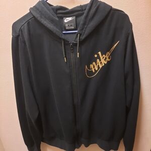 Nike Black Hoodie with Gold Logo